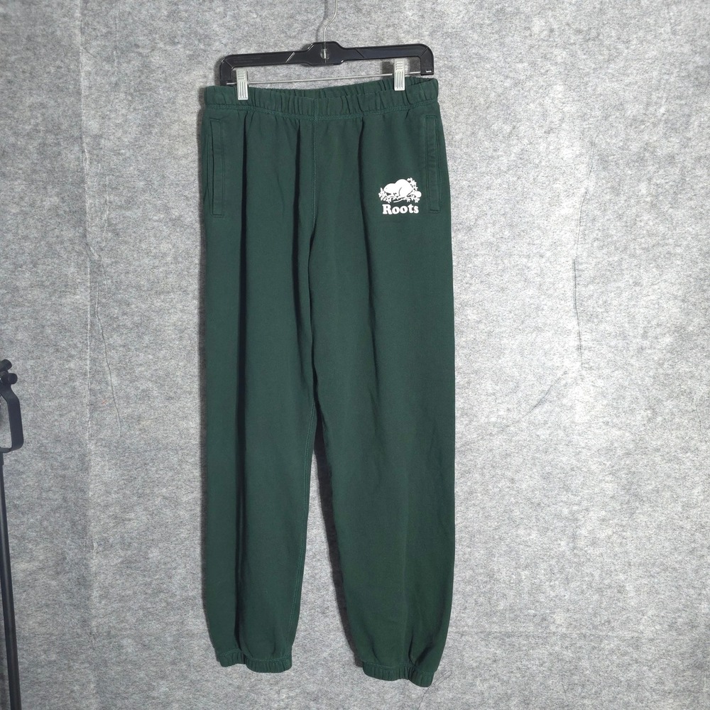 Roots Jogger Pants Mens Small Green Organic Cotton Recycled Logo Sweatpants S/P